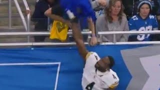 Pittsburgh Steelers receiver DK Metcalf PUNCHES Detroit Lions fan in stands💔💔