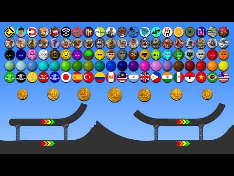 Marble Run Teams Points Race - Countries vs Colors vs Sprunki vs Italian Brain Rot vs YouTubers
