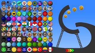 Marble Run Teams Points Race - Countries vs Colors vs Sprunki vs Italian Brain Rot vs YouTubers