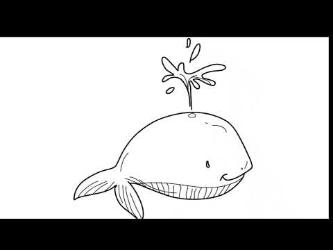 رسم حوت بطريقة سهله وبسيطة ، How to draw a whale in an easy and simple way