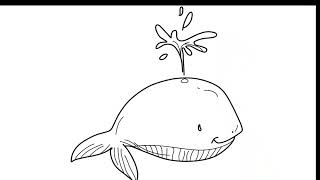 رسم حوت بطريقة سهله وبسيطة ، How to draw a whale in an easy and simple way