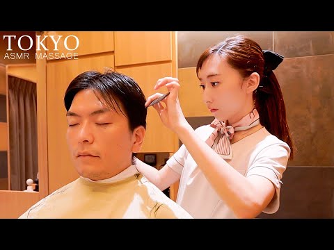 ASMR💈高級ホテル内の理容室でヘアカット・マッサージ・シェービング