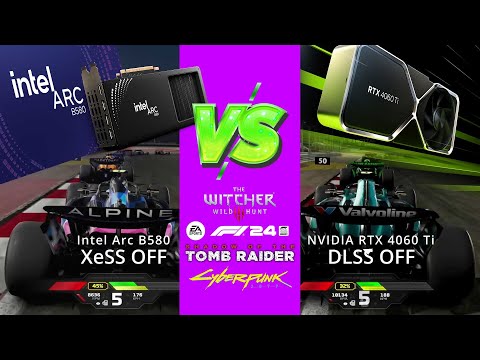 RTX4060ti vs B580 Performance Comparison in 4 Games Cyberpunk, SOTTR, F1 24, Witcher 3