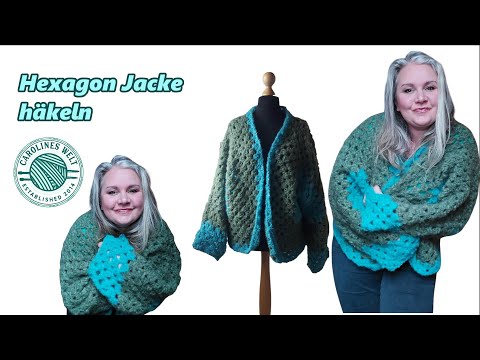 Hexagon Jacke Häkelanleitung - mit langen Ärmeln