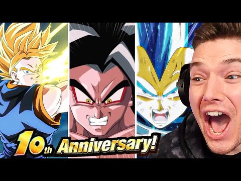 NEW LR Super Vegito, SSJ4 Goku, & SSBE Vegeta Super Attacks Reaction on Dokkan Battle 10th Anni!