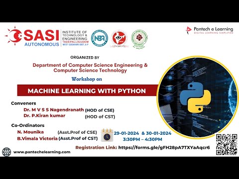 Free Webinar on Machine Learning with Python, Sasi Institute of Technology & Engineering.