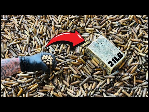 21LB Bullet Casing Bar - Scrap Casing Casting - ASMR Metal Melting - Trash To Treasure - BigStackD