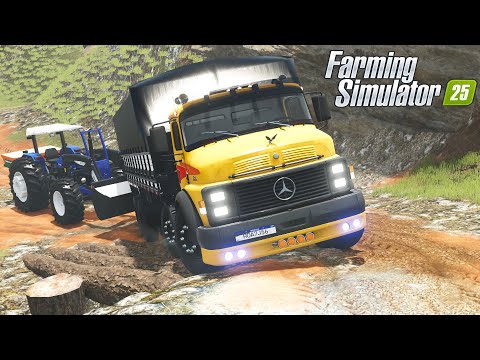 PUXANDO MB1313 CARREGADO DE CALCARIO , MUITO PESO - Farming Simulator 25 - TERRAS ALAGADAS | EP.09