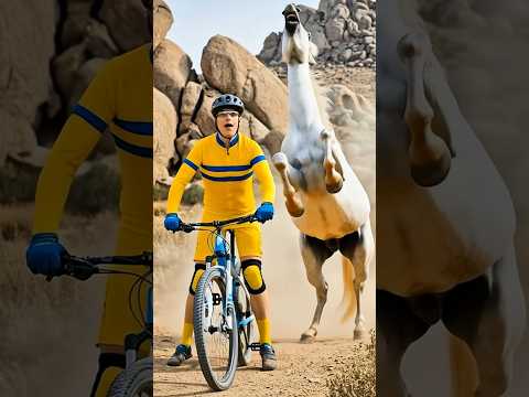 Brave Cyclist Rescues Foal Trapped Under A Heavy Stone! #horse #cat #dog #cow #shorts #trending