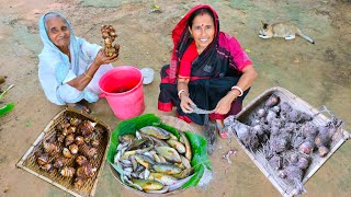 বাগান থেকে ধলি কচু তুলে নদীর পাঁচমিশালি মাছ দিয়ে সেরা স্বাদের রান্না | Bengali famous Kochu recipe