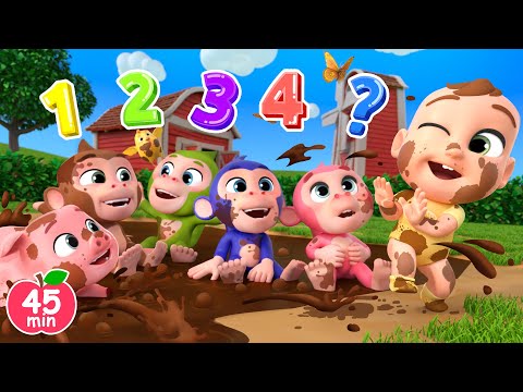 Five Little Monkeys Jumping On the Bed (Farm Version) | Lalafun Nursery Rhymes & Kids Songs