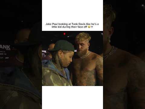 Jake Paul looking at Tank Davis like he’s a little kid during their face off 😭 #jakepaul #tankdavis