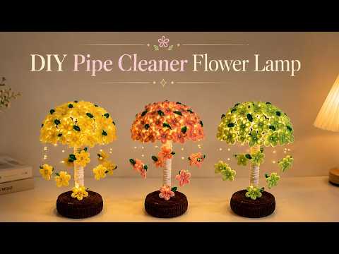 DIY Pipe Cleaner Flower Lamp | Aesthetic Room Decor Tutorial! 🌸✨