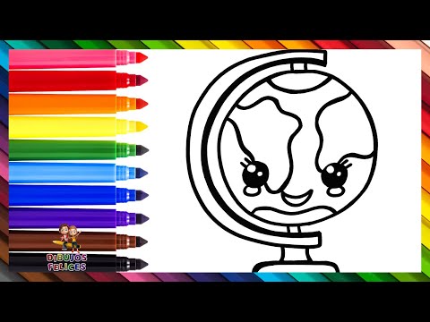 Dibuja y Colorea Un Globo Terráqueo 🌎🌈 Dibujos Para Niños