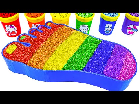 ASMR Video | How To Make Rainbow Foot Bathtub From Glitter Slime Cutting ASMR | YoYo Candy