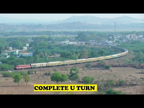 2 Trains Snake Complete U Turn | WAP1 Chennai Mumbai Mail & WAP4 Bangalore Howrah Duronto At Ponpadi