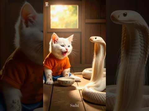 Kitten Saves His Mother from a Deadly Snake 🐍💔 #aistory #aicat #cat #cutecat