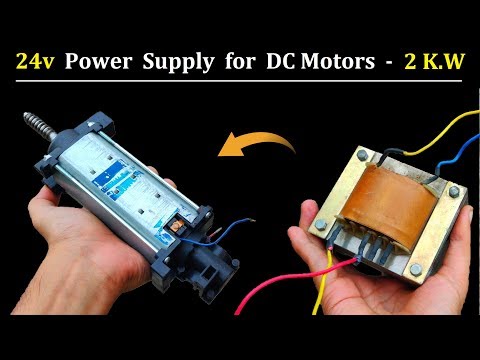 24v DC from 220v AC using Microwave Transformer - DC Motor DIY