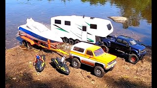 Rc boat launch & FAIL!!! PRINCESS RC BOAT,SEADOO AND RC CAMPER TRAILER ADVENTURE.