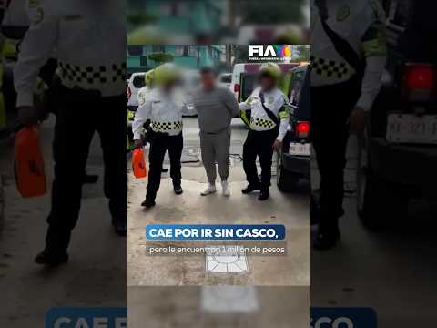 Lo paran por no usar casco… ¡y descubren que llevaba un millón de pesos, cartuchos y droga!