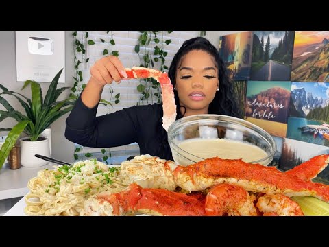 KING CRAB SEAFOOD BOIL WITH ALFREDO SAUCE | KING CRAB MUKBANG |