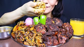 Spicy Chicken Fry, Bitter Gourd Fry and Chana Curry with Rice #ASMR/EATING SHOW BIG BITES #MUKBANG