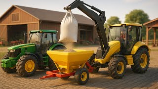 New Tractor’s First Job - Spreading Grass Seed with Precision on the Farm - Realistic Farm Work