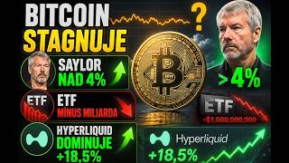 16 - Bitcoin stagnuje, Saylor nad 4 percenta, ETF mínus miliarda, Hyperliquid plus 18,5 percenta