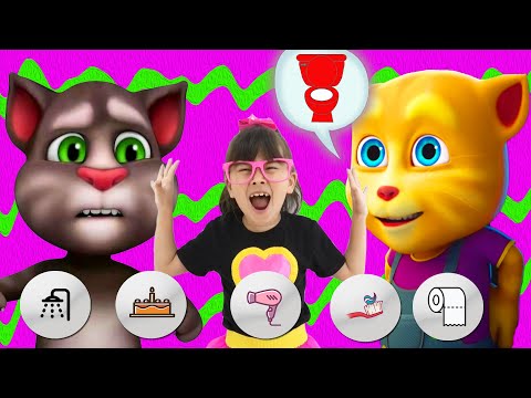 My Talking Ginger VS Talking Tom. Сartoon gameplay with Talking Tom Friends and Abby Hatcherr