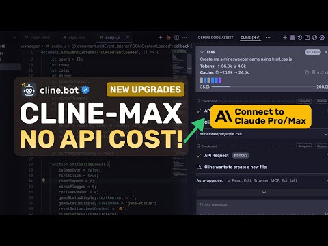 Cline (Upgraded) + Claude Max / Pro Sub: RIP Cursor! Save 100X Costs on AI Coding!