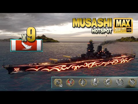 Battleship Musashi  9 ships destroyed on map Hotspot