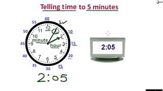 Tell and write time  to nearest 5 minute