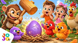 Learn Colors for Kids - Naughty Monkey Stole the Eggs! 🐒🐣 Color Eggs Hatch into Cute Chicks