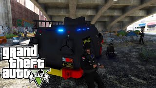 Pasukan Brimob Diserang Teroris Dan Gangster Saat Patroli || GTA 5 Mod Polisi Indonesia