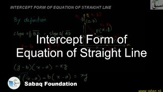 Intercept Form of Equation of Straight Line