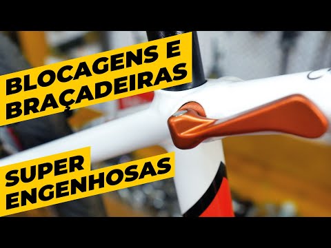 Blocagens e braçadeiras de selim super diferentes. Pedaleria