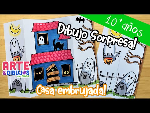 Como dibujar UNA CASA EMBRUJADA | DIBUJO SORPRESA | Arte y Dibujos para Niños