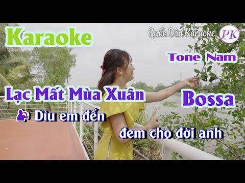 Karaoke Lạc Mất Mùa Xuân | Bossa Nova | Tone Nam (G#m,Tp:) | Quốc Dân Karaoke