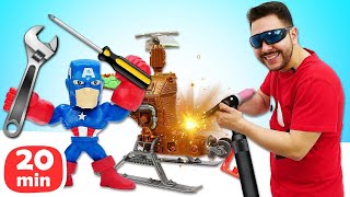 🔧🚗 ¿Qué le pasa al Capitán América? Superhéroes en el taller de coches 🦸‍♂️✨