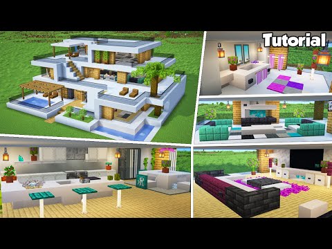 Minecraft: Modern House #46 Interior Tutorial - How to Build - 💡Material List in Description!