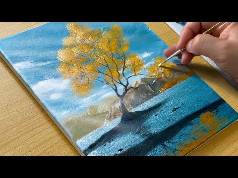 How to Draw an Autumn Lake / Acrylic Painting for Beginners