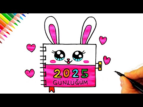 Sevimli Günlük Çizimi 💗 Tavşanlı Defter Çizimi - Defter Nasıl Çizilir? - How To Draw a Cute Notebook