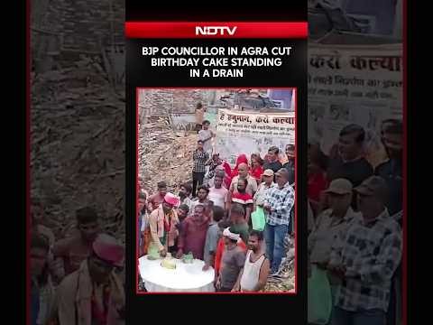 On Camera, BJP Councillor In Agra Cuts Birthday Cake Standing In A Drain