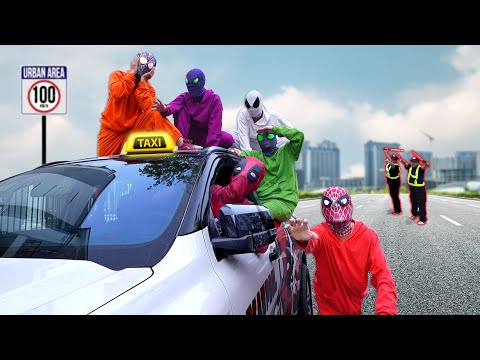 6 Bros Spider-Man vs Super Car Taxi | Take Deadpool's Car From BAD GUY Police ( Funny Comedy Video )