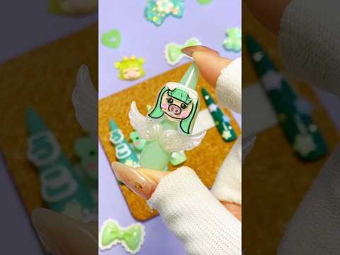 ろこまこあこの【ろこちゃん】ネイルを作ってみた💚✨推し活ギャルネイル💅#ろこまこあこ #ろこちゃん #推し活 #グリーン #ギャル #スーパーロング #ネイルチップ #かわいい #プラ板