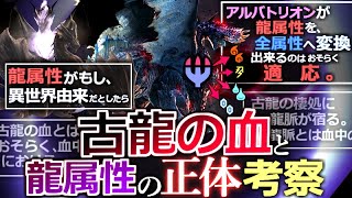 【モンハン解説】『龍属性が"全ての属性に変換される"のは何故だと思う？』その本質は"古龍の血の正体"と繋がってくるのではないか。【モンハン解説シリーズ】