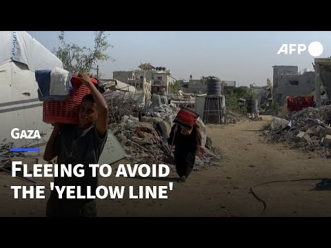 Gazans flee areas in Khan Yunis as Israeli forces warn to avoid 'yellow line' | AFP