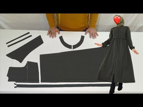 تفصيل وخياطة فستان للمحجبات موديل جديد لعاشقات الأناقة والجمال dress cutting and stitching Abaya