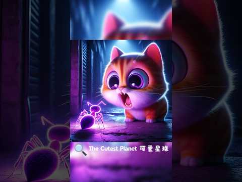 😱😱💜Kitten found a weird purple ant!What’s gonna happen⁉️ #cat #catlover #貓 #aiart #ai #shorts