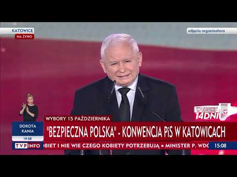 Bezpieczna Polska - konwencja PiS w Katowicach. Wystąpienie Jarosława Kaczyńskiego
